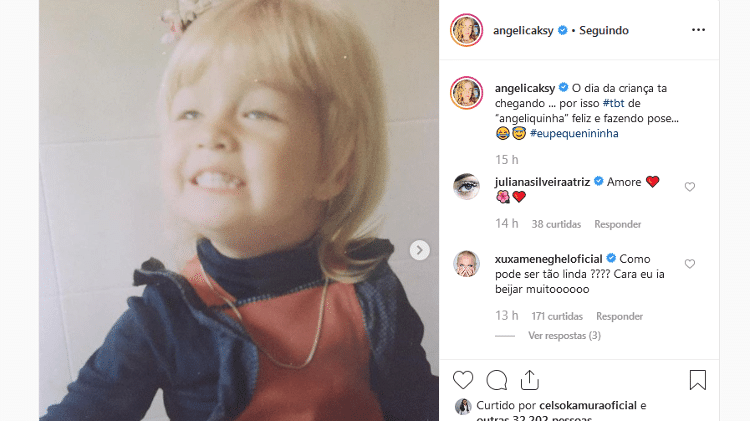 Xuxa comenta post de Angélica - Reprodução/Instagram - Reprodução/Instagram