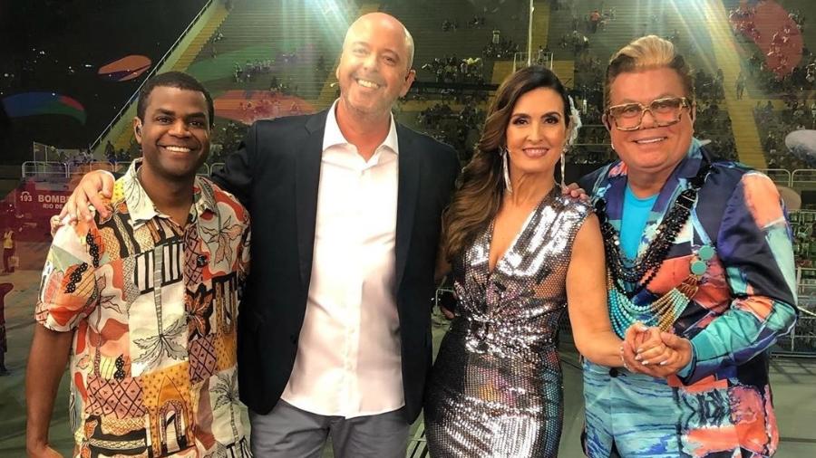 Fátima Bernardes e a equipe da Globo na Sapucaí - Reprodução/Instagram