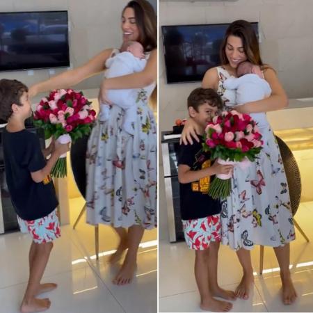 Pétala Barreiros e seus filhos Lorenzo e Lucas - Reprodução/Instagram
