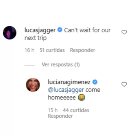 Comentário de Lucas Jagger e resposta de Luciana Gimenez - Reprodução/Instagram - Reprodução/Instagram