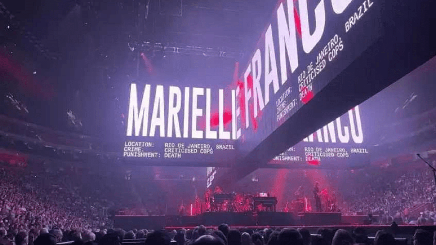 Nome de Marielle Franco aparece em telão durante show de Roger Waters, nos EUA - Reprodução