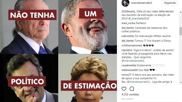 Marcelo Serrado é criticado nas redes sociais por ter apoiado Aécio Neves - Reprodução/Instagram/marceloserrado1 - Reprodução/Instagram/marceloserrado1