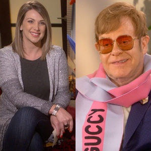 Érica Reis durante entrevista com Elton John - Divulgação - Divulgação