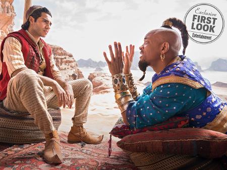 Mena Massound como Aladdin e Will Smith como o Gênio - Divulgação/EW