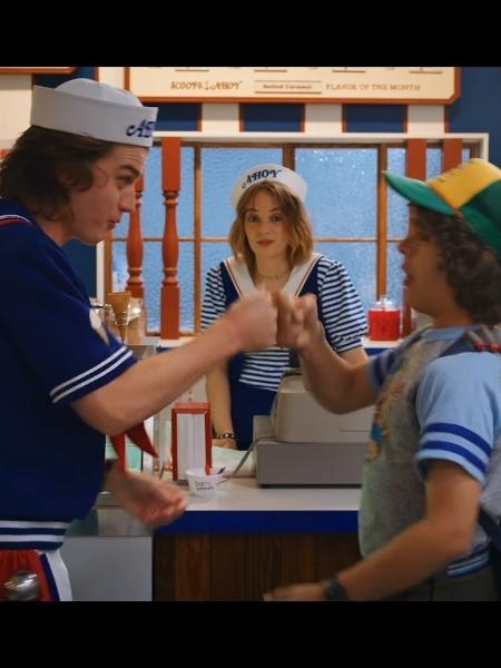 Steve, Robin e Dustin no trailer da terceira temporada de "Stranger Things" - Reprodução - Reprodução
