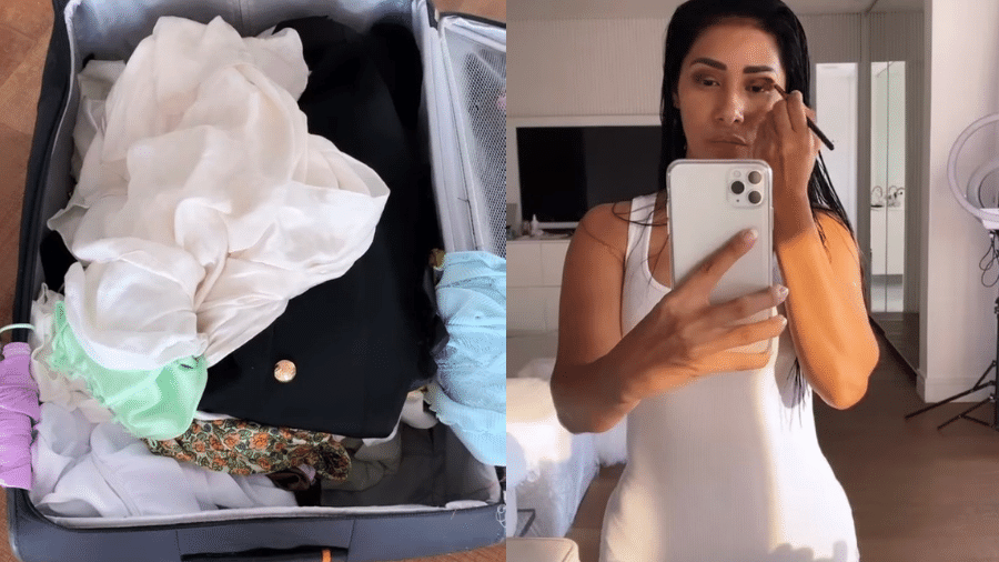 Simaria filmou roupa de malas para comentar a necessidade de ajustes nas peças  - Reprodução/Instagram/@simaria