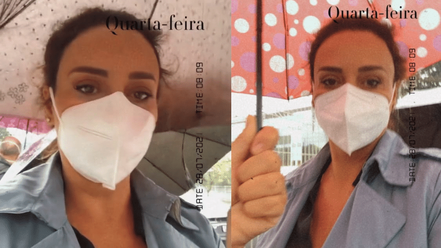 Suzana Pires enfrentou perrengue na fila da vacinação contra covid-19; atriz saiu sem guarda-chuva - Reprodução/Instagram