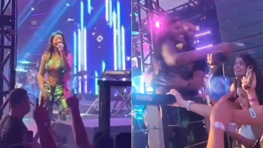 Ludmilla joga água em fãs durante apresentação em Jurerê