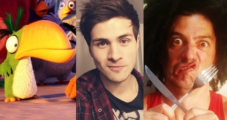 Hal, do filme "Angry Birds", interpretado por Anthony Padilla e Ricardo Piologo - Divulgação/Reprodução/Montagem