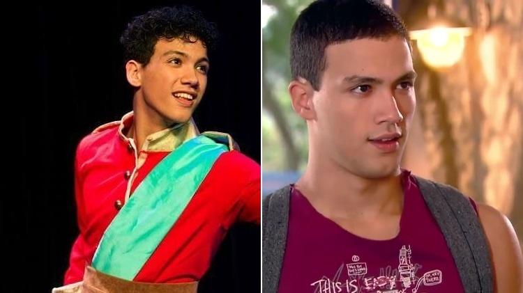 Lawrran Couto na peça "A Pequena Sereia", em 2015, e atualmente, na novela "As Aventuras de Poliana" - Montagem/UOL/Reprodução/Facebook/SBT - Montagem/UOL/Reprodução/Facebook/SBT