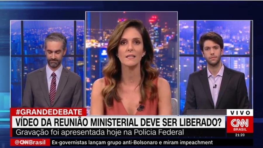 Monalisa Perrone apresenta "O Grande Debate", na CNN, com Caio Coppola (à dir.) e Augusto de Arruda Botelho (à esq.) - Reprodução/CNN Brasil