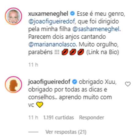Xuxa divulgou o clipe do genro João Figueiredo, que contou com a direção de Sasha Meneghel - Reprodução/Instagram - Reprodução/Instagram