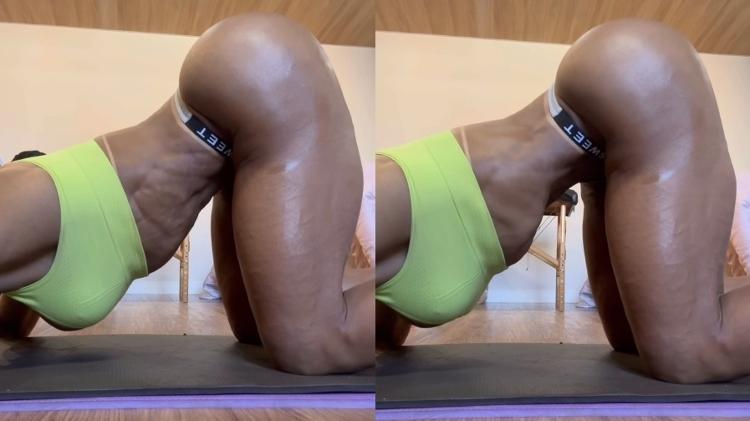 Gracyanne Barbosa treina vacuum com o bumbum empinado