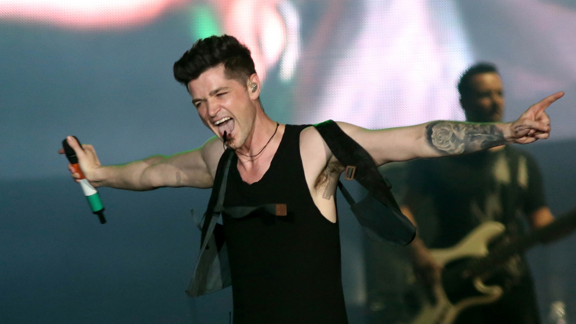 18.set.2015 - A banda irlandesa The Script se apresenta no palco Mundo, no primeiro dia do festival Rock in Rio. - Marco Antônio Teixeira /UOL
