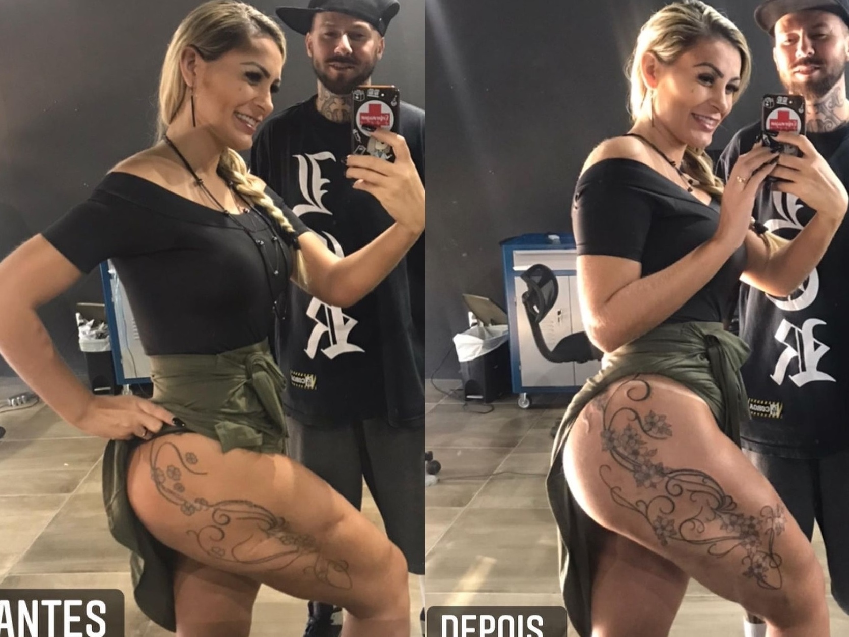 Mulheres fazendo tatuagem no cu