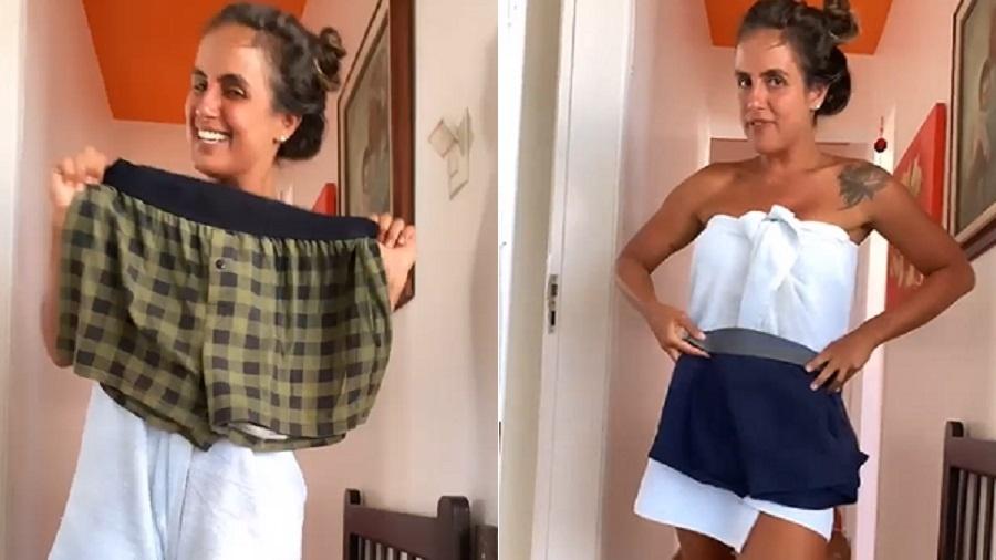 No Limite: Carol Peixinho usou cuecas de Bil e André como shorts - Reprodução/Instagram
