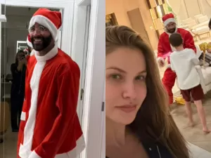 Após internação, Gusttavo Lima se veste de Papai Noel para os filhos