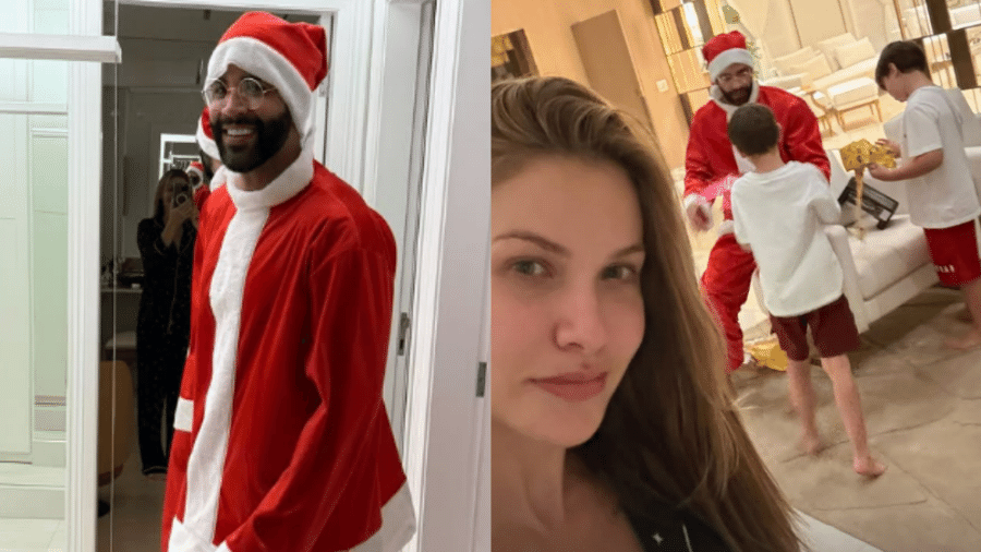 Gusttavo Lima surpreende os filhos ao se vestir de Papai Noel - Reprodução/Instagram