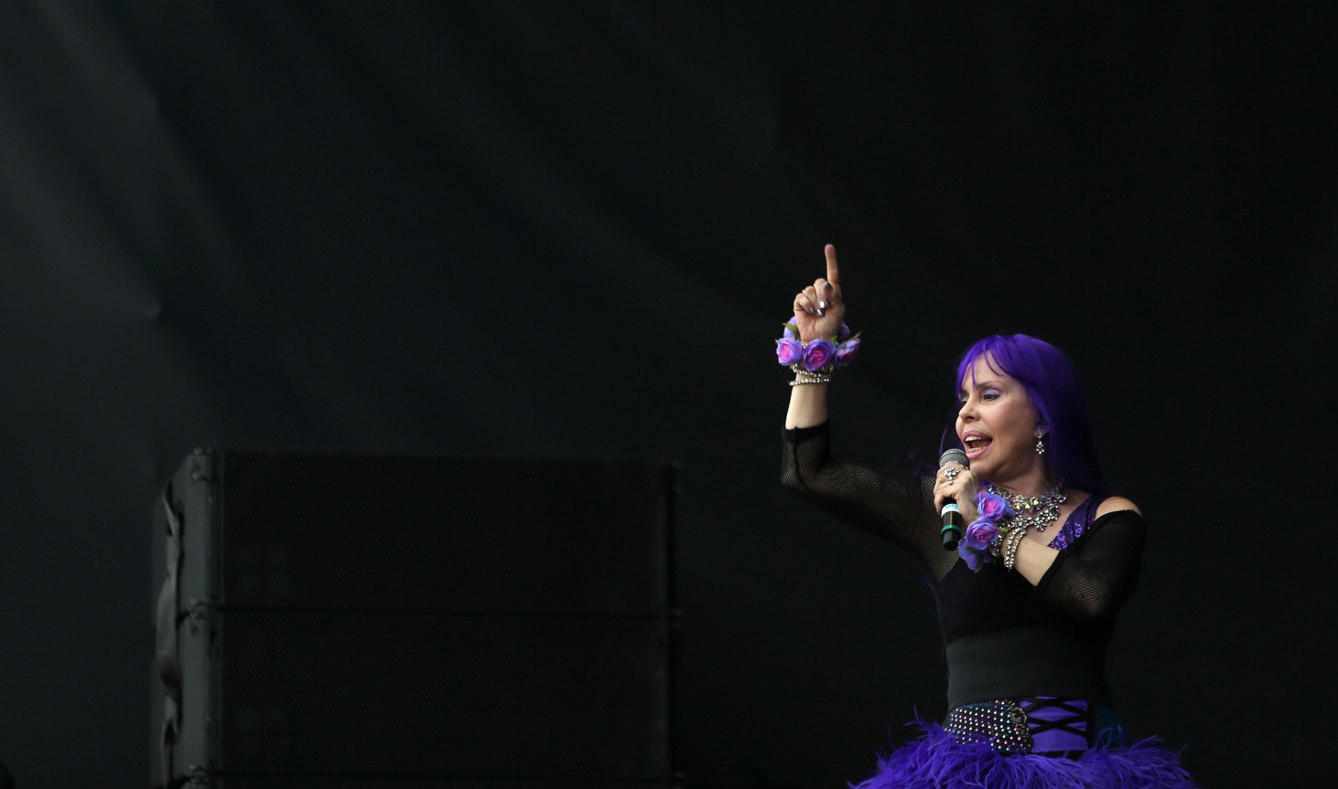 20.set.2015 - Baby do Brasil chamou Pepeu Gomes e seu filho, Pedro Baby, para tocarem juntos no palco Sunset, durante o terceiro dia do festival Rock in Rio 2015. - Fábio Motta/Estadão Conteúdo