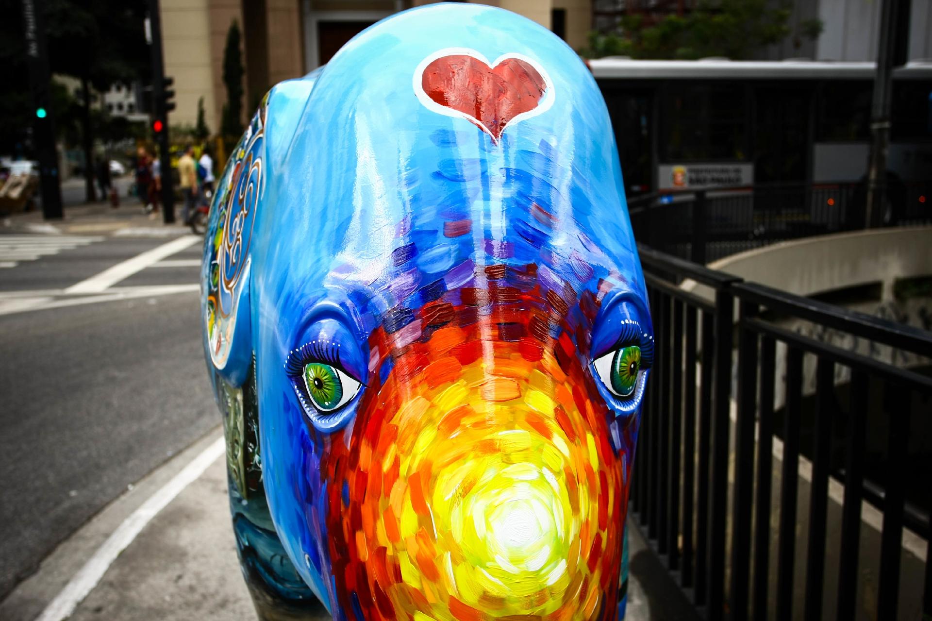 Obra da Elephant Parade, que chegou a São Paulo nesta terça (1°) - Aloisio Mauricio/Fotoarena/Estadão Conteúdo