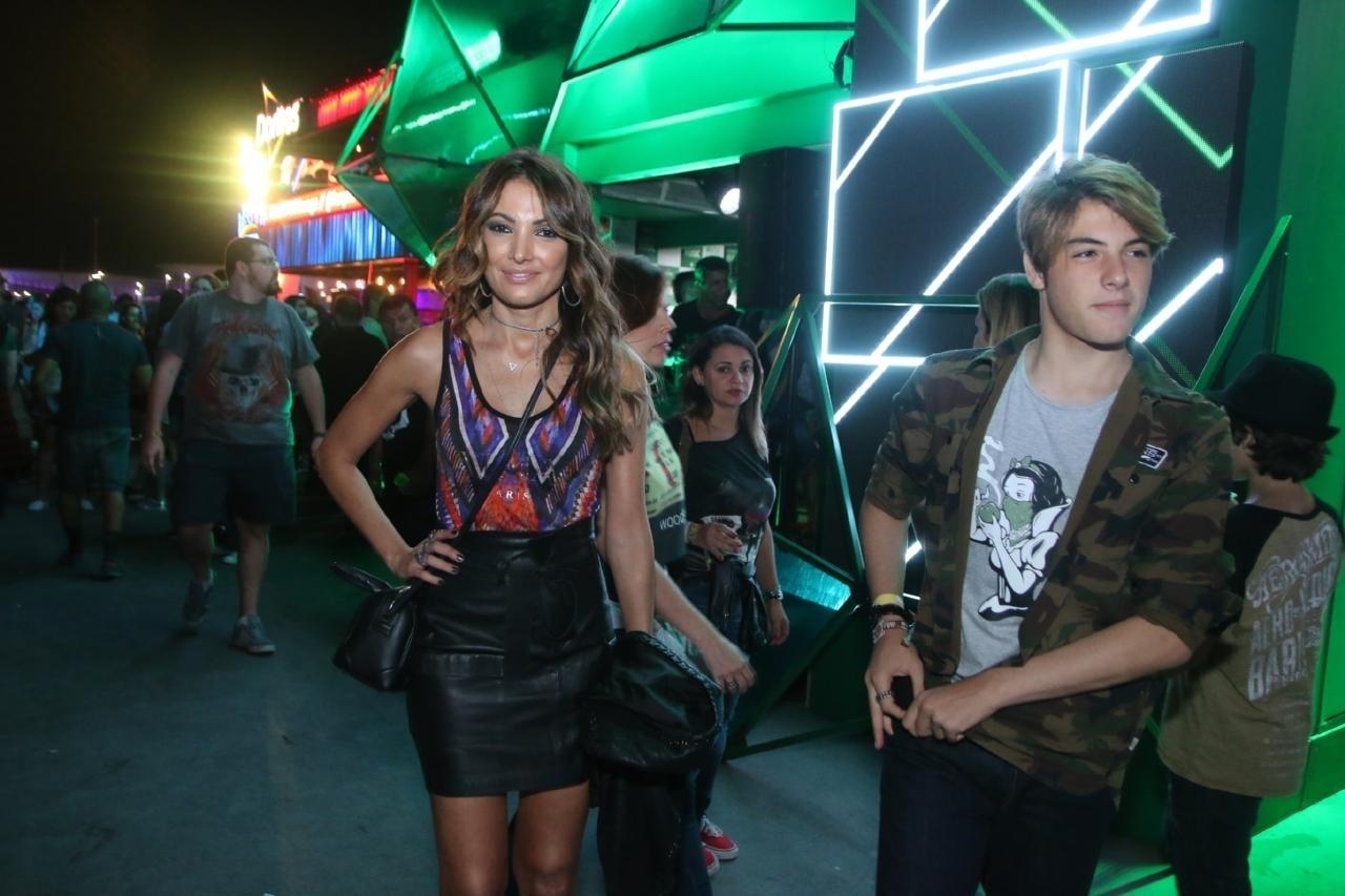 Patrícia Poeta curte o quarto dia de shows do Rock in Rio 2017 acompanhada do filho, Felipe - Daniel Pinheiro/AgNews