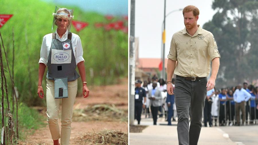 Príncipe Harry e Princesa Diana caminham pelo mesmo local, separados por 22 anos - Reprodução
