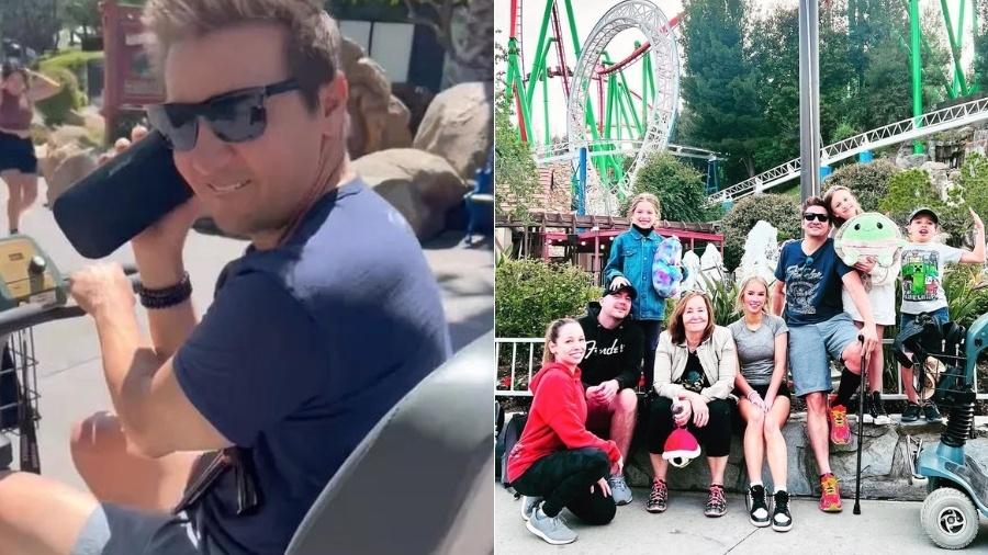Jeremy Renner em parque de diversões com família - Reprodução/Instagram