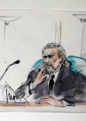 Ilustração mostra vocalista Robert Plant no tribunal - Handout/Reuters - Handout/Reuters