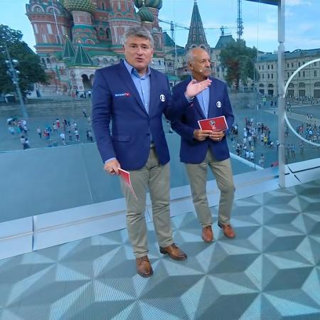 Cleber Machado e Junior na Copa do Mundo da Rússia - Reprodução/TV Globo - Reprodução/TV Globo