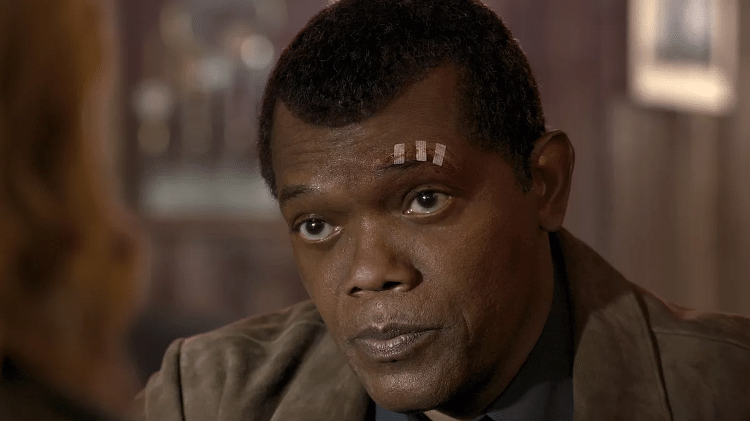Samuel L. Jackson como Nick Fury em "Capitã Marvel" - Reprodução - Reprodução