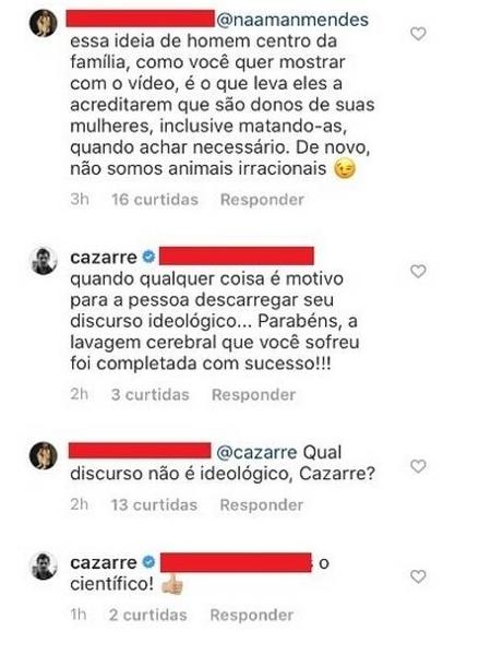 Cazarré discute com internauta - Reprodução/Instagram - Reprodução/Instagram