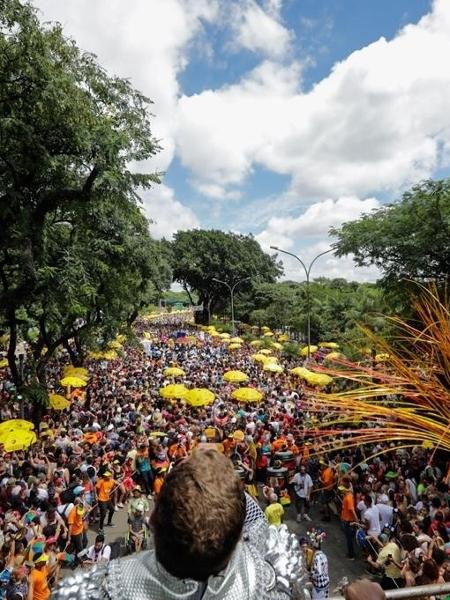 Foliões no bloco Galo da Madrugada, no Ibirapuera em São Paulo, em 2020 - Marcelo Justo/UOL