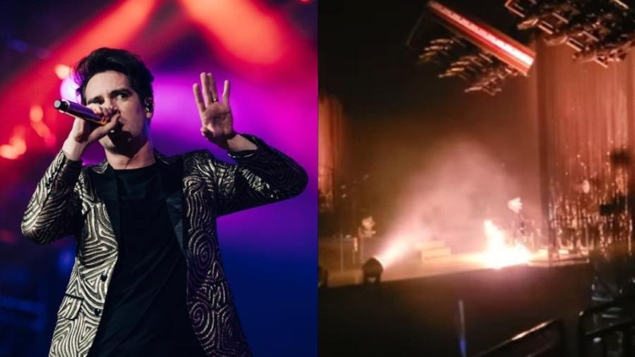 Público avisou sobre fogo em cima do palco de Panic! At The Disco - Reprodução/Twitter e Instagram