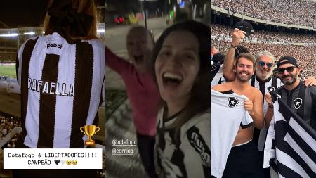 Rafaella Santos, Nathalia Dill e Matheus Costa comemoram vitória do Botafogo na Libertadores