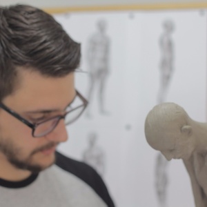 Giovani Caramello durante a produção da obra "Desdobramento" - Matheus Marinheiro