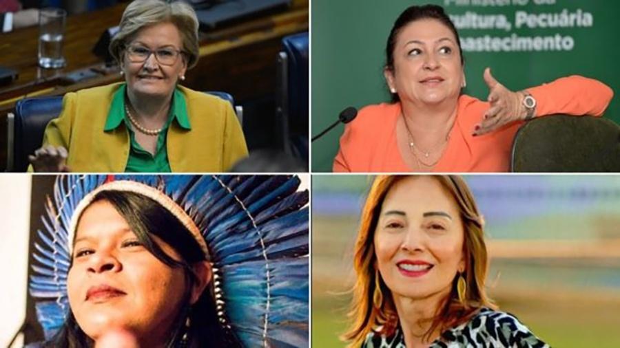 Assim como em 2014, foram registradas as candidaturas de 4 mulheres no cargo de vice-presidente: Ana Amélia, Katia Abreu, Sônia Guajajara e Suelene Balduino (em sentido horário); ao trocar de candidato, chapa PT-PCdoB coloca mais uma mulher como vice - BBC