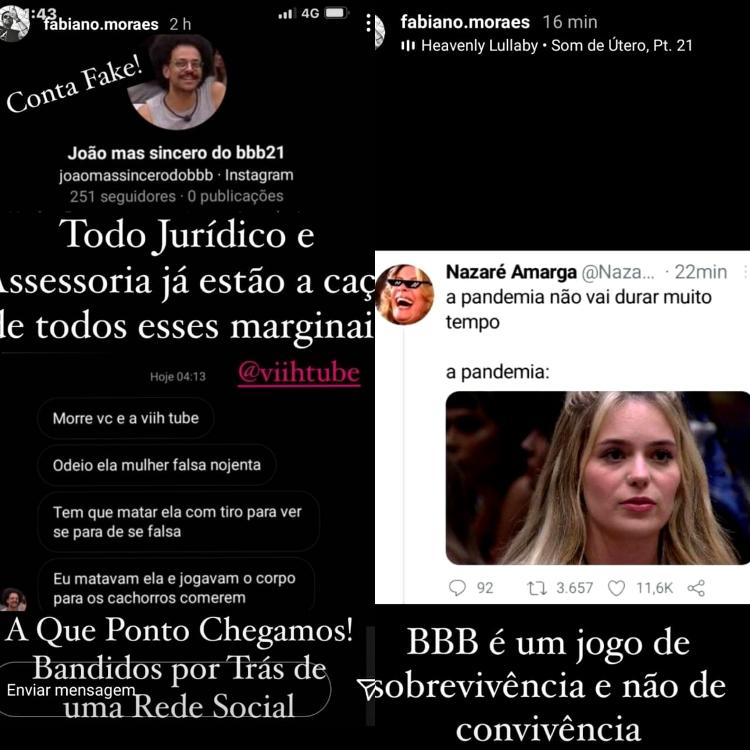 BBB 21: Pai de Viih Tube reclama de ofensas à sister - Reprodução/Instagram - Reprodução/Instagram