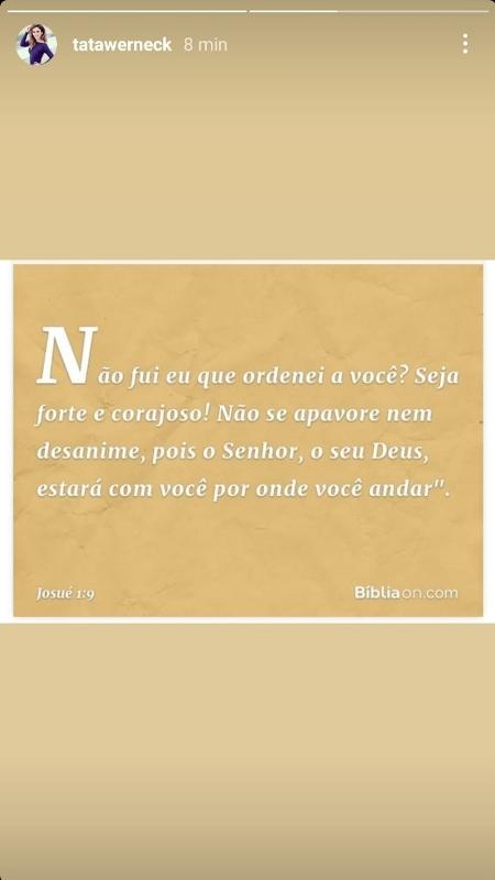 Tatá Werneck postou o trecho da Bíblia no Instagram - Reprodução/Instagram - Reprodução/Instagram