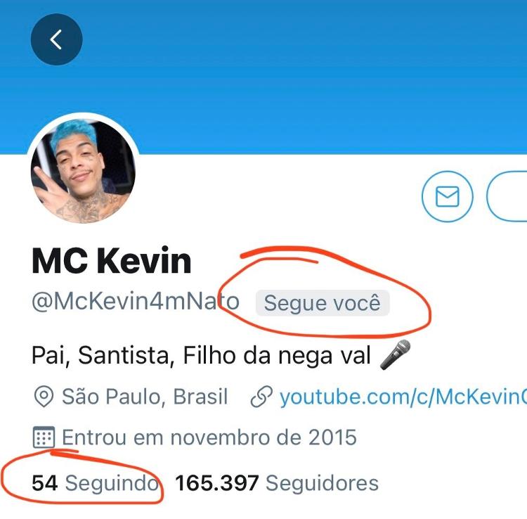 Felipe Neto mostra que era seguido por MC Kevin - Reprodução/Twitter - Reprodução/Twitter
