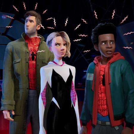 Peter Parker, Spider-Gwen e Miles Morales em imagem de "Homem-Aranha no Aranhaverso" - Reprodução/Twitter - Reprodução/Twitter