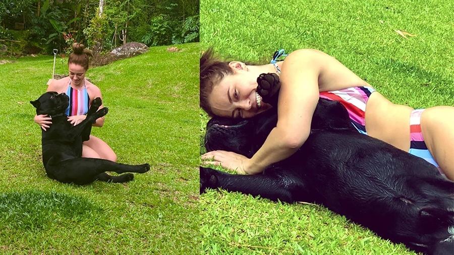 Paolla Oliveira se diverte na grama com seu cachorro Marley - Reprodução/Instagram