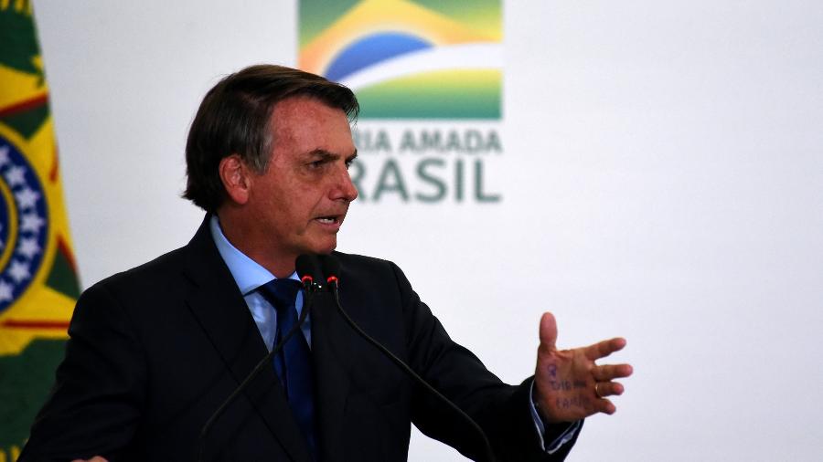 Bolsonaro durante lançamento do programa Abrace o Marajó, em Brasilia - Claudio Reis/FramePhoto/FOLHAPRESS