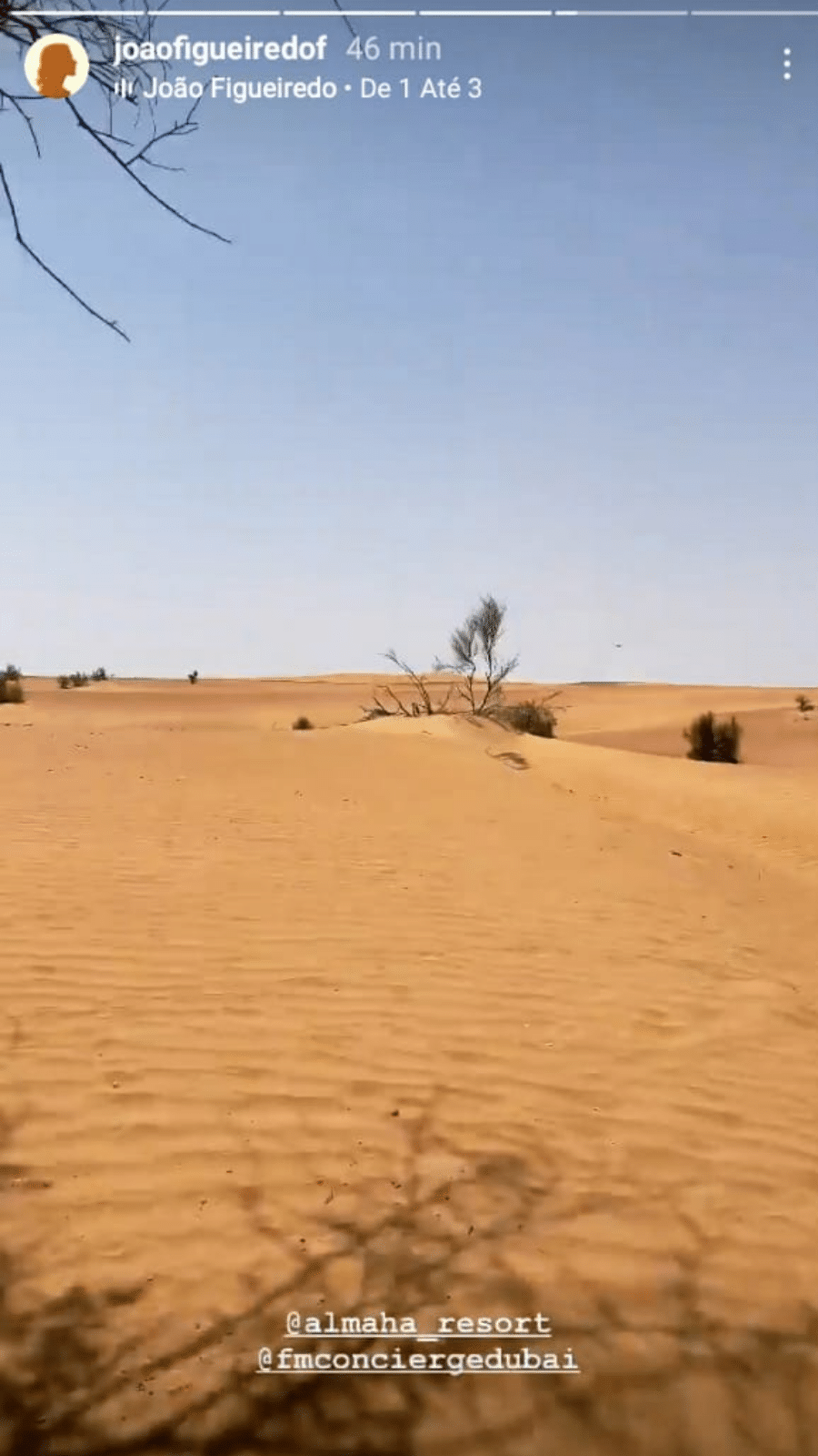 João Figueiredo mostrou um passeio pelo deserto em Dubai - Reprodução/Instagram