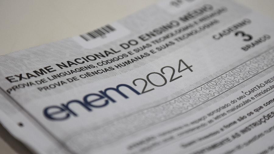 Caderno branco de prova do ENEM 2024 - DIRCEU PORTUGAL/FOTOARENA/FOTOARENA/ESTADÃO CONTEÚDO