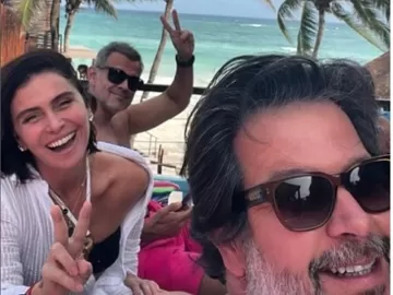 Murilo Benício posa na praia com Giovanna Antonelli: 'De Férias com o Ex'