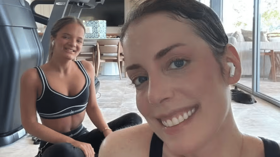 Fabi Justus mostra treino com Rafa e celebra fôlego Fabi Justus mostra treino com Rafa e celebra fôlego
