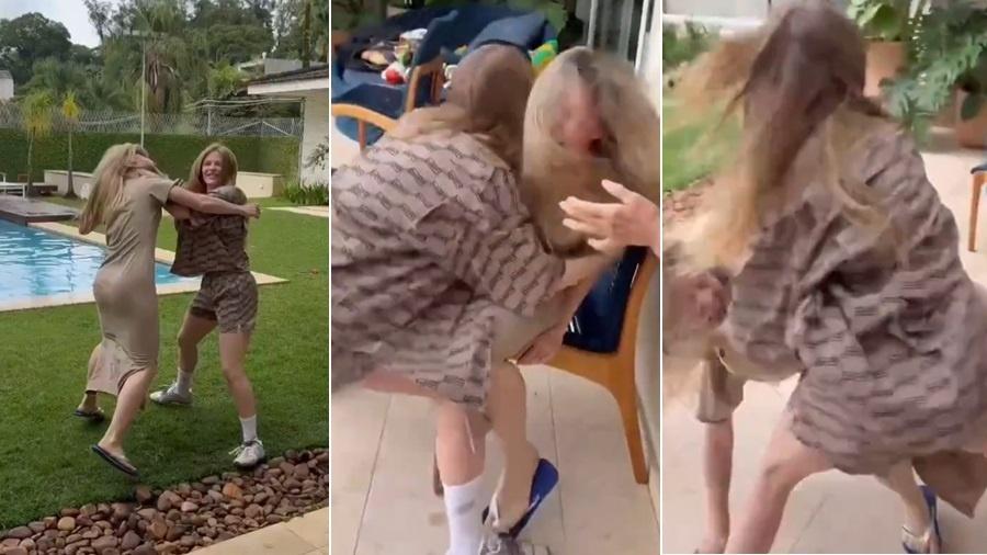 Luisa Sonza joga a tia no chão em brincadeira da cadeira - Reprodução/@luisasonza