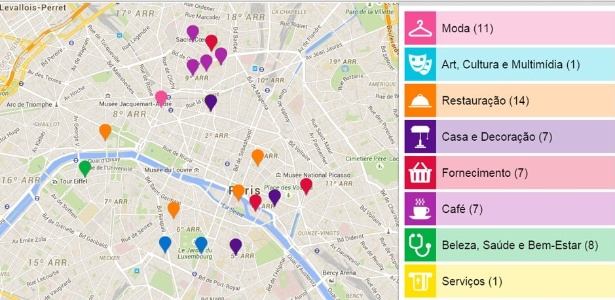 Mapa interativo mostra os estabelecimentos de Paris que atendem em português  - Reprodução/yesispeaktouriste.com