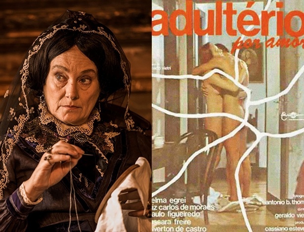 Selma Egrei como a Encarnação e "Velho Chico" e no filme "Adultério por Amor" - Divulgação e Montagem/UOL