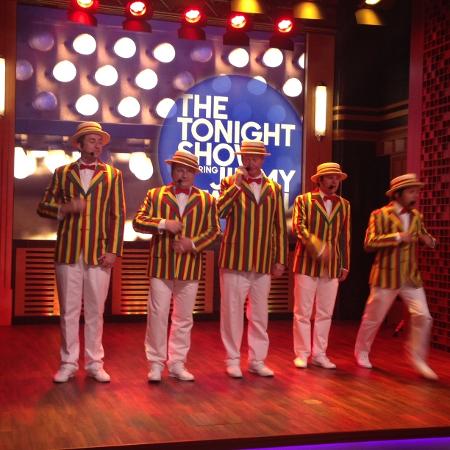 O quarteto Ragtime Gals se apresenta na atração “Race Through New York Starring Jimmy Fallon” - Thamires Andrade/UOL - Thamires Andrade/UOL